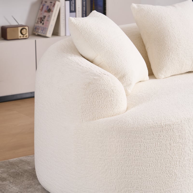 GDFStudio - Soft Upholstered Curved Loveseat Sofa with 3 Pillows for Small Spaces