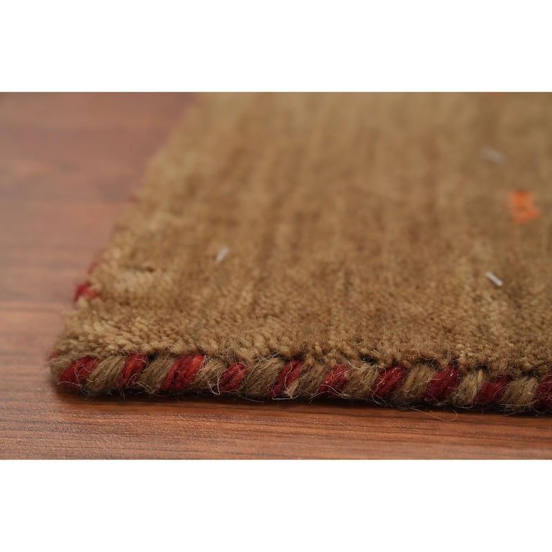 Hand Knotted Oriental 100% Wool Carpet Tribal Animal Pictorial Brown Gabbeh Area Rug - 8' 1'' X 4' 1''