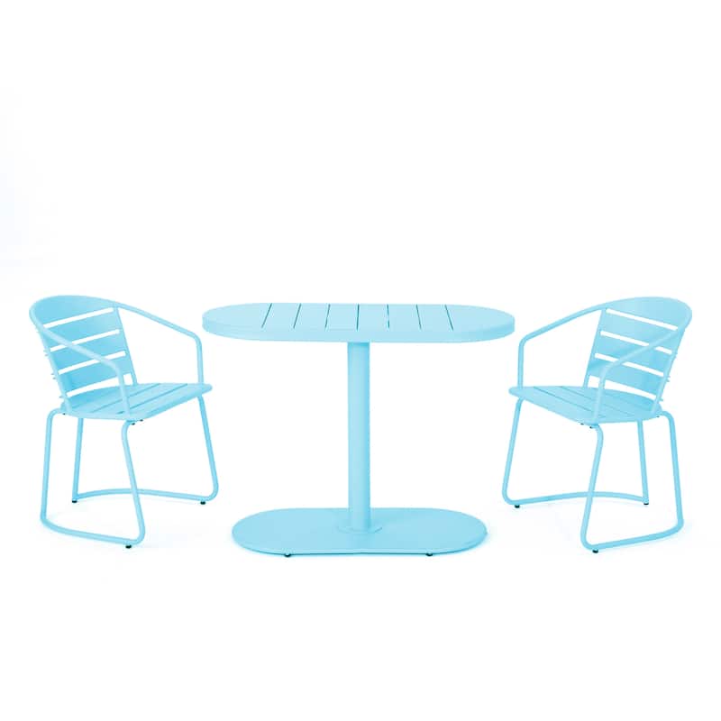 Roomfitters Santa Monica 3-Piece Bistro Set with Round Table and Metal Chairs