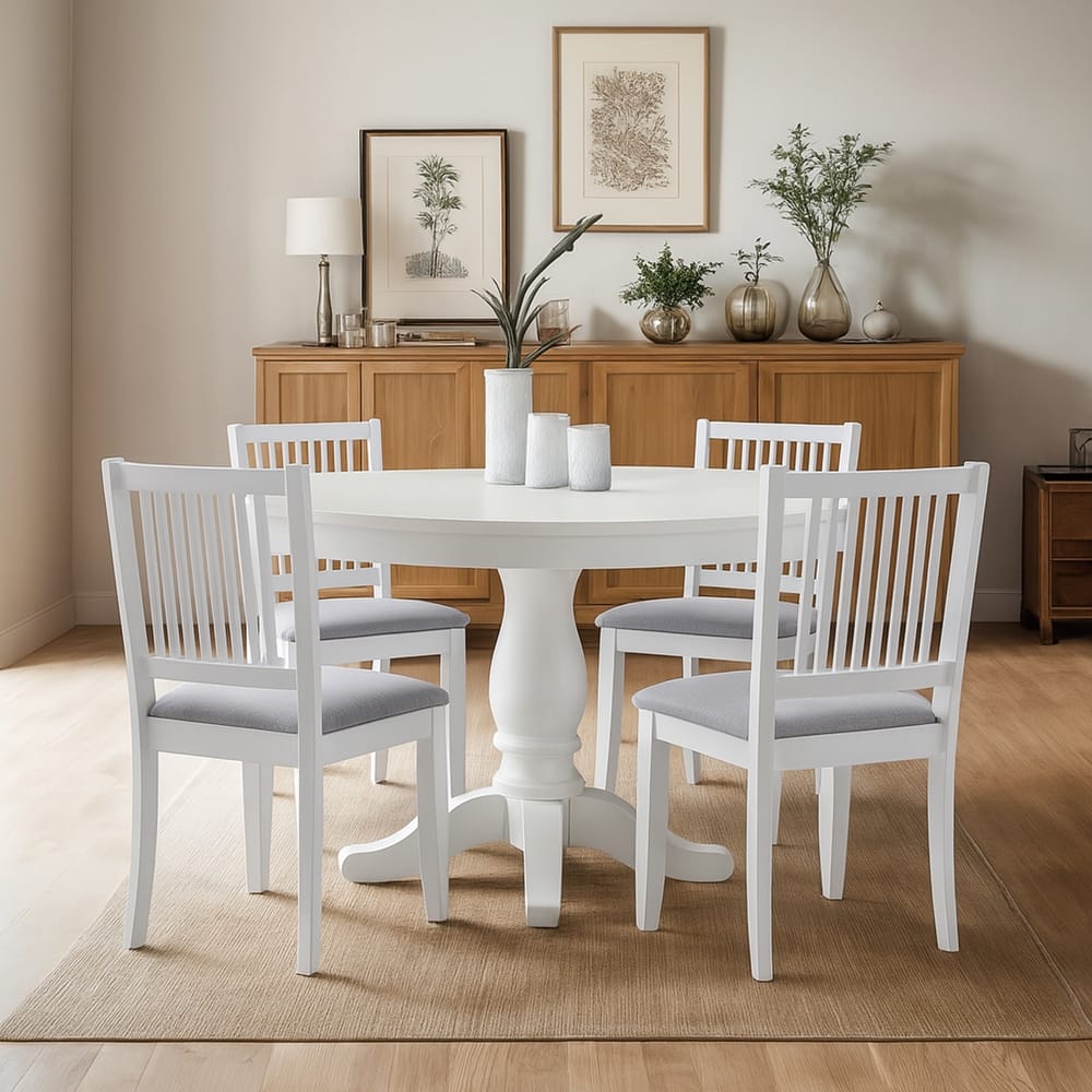 Farmhouse 18"Wide Slat Back Upholstered Seat Wood Dining Chairs - 17.75L×18W×35H