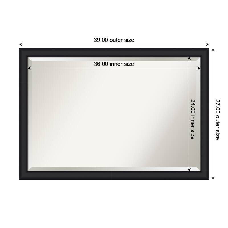 Oliver Narrow Beveled Wood Framed Wall Mirror - 39 x 27 in - Oliver Black Narrow
