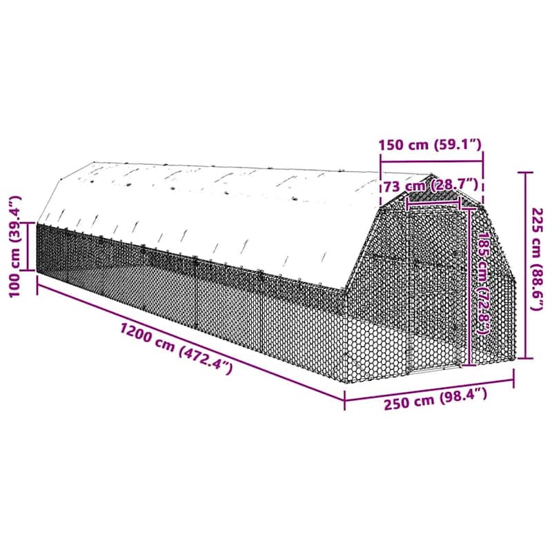 vidaXL Chicken Run Galvanized Steel Large Durable Chicken Run