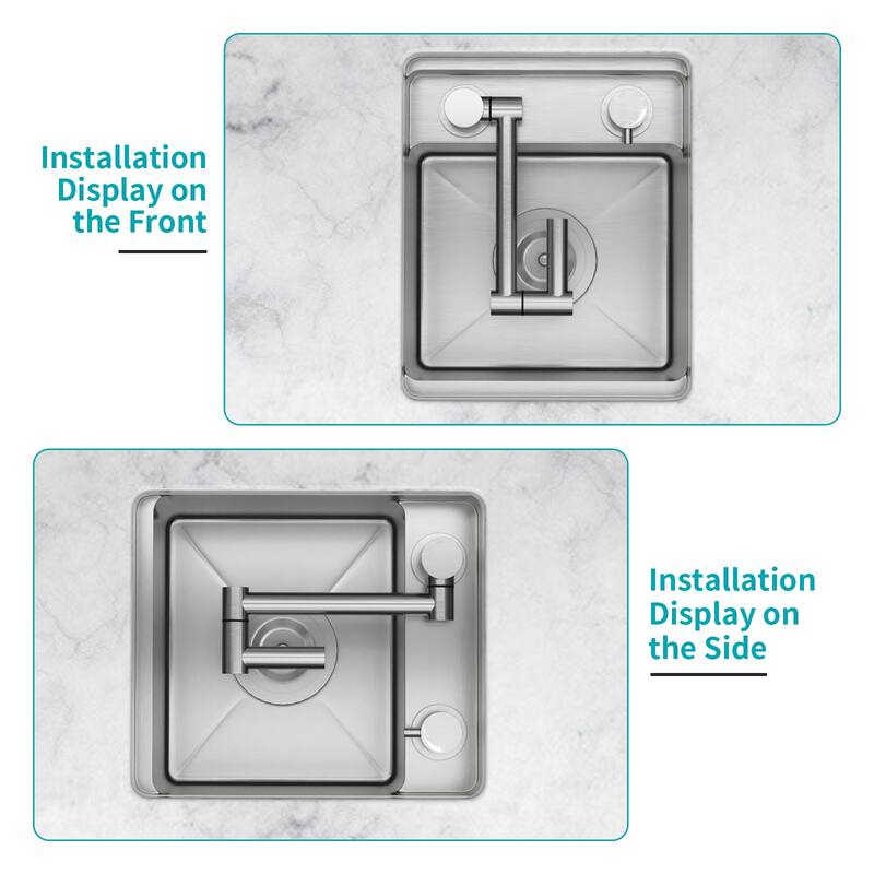 13" Undermount Workstation Bar Sink with Folding Faucet 13x15x9 inch Single Bowl 16 Gauge Stainless Steel Kitchen Sinks