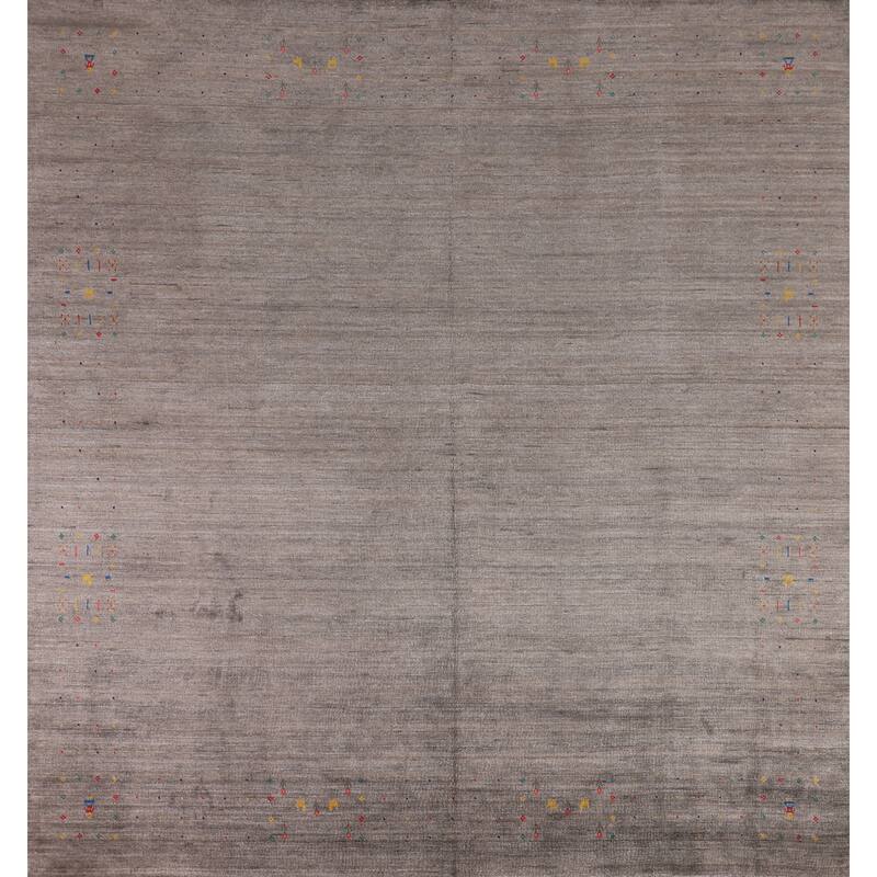 Earth Tone Gabbeh Indian Square Area Rug Handmade Wool Carpet - 10'0" X 9'9"