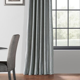 Exclusive Fabric Storm Grey Faux Textured Dupioni Silk Curtains (1 Panel)