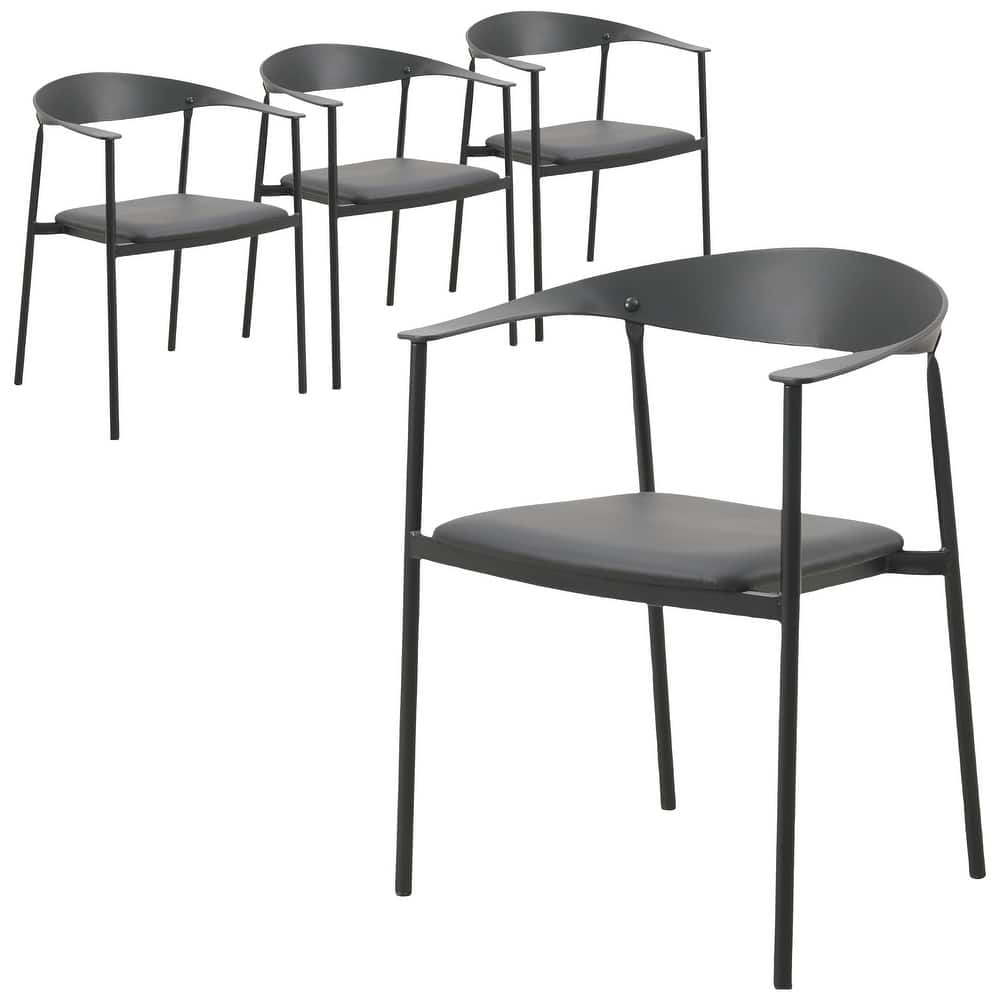 Leather Dining Chair with Stainless Steel Frame Set of 4 Kora Series