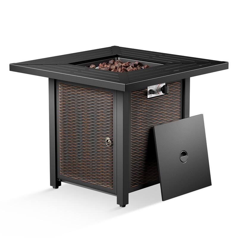 Glider Chairs Ottoman with Propane Fire Pit Table