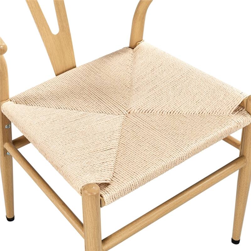 Yaheetech Modern Weave Y-Shaped Dining Chair with Solid Metal Frame