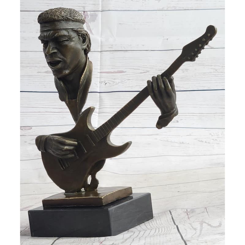 Jimi Hendrix Bronze Bust Sculpture Statue Collectible Art 10 Inches X 10 Inches