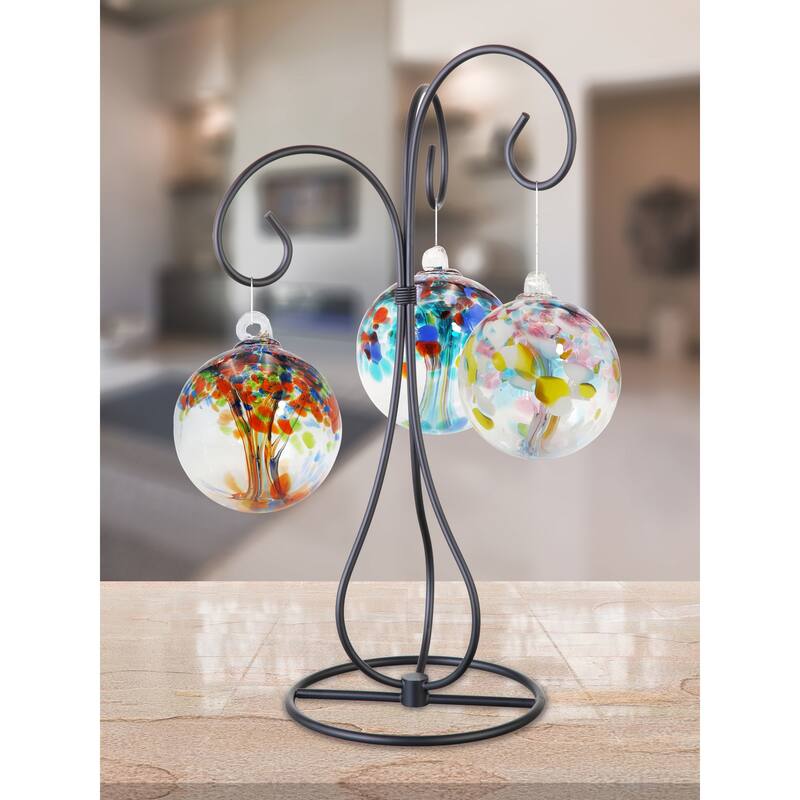 Tree of Life - Royal Hand Blown Art Glass Ornament-4"D - 4 inch