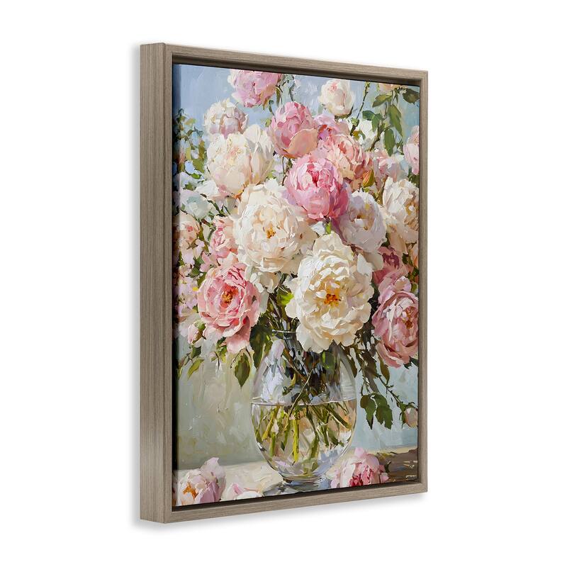 Stupell White & Pink Roses Framed Floater Canvas Wall Art Design By Franklyn Gregory