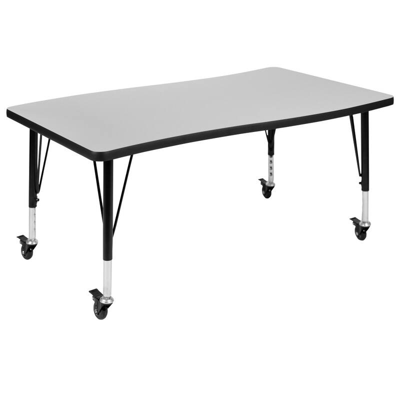 Mobile 76" Oval Wave Flexible Activity Table Set with 14" Student Stack Chairs