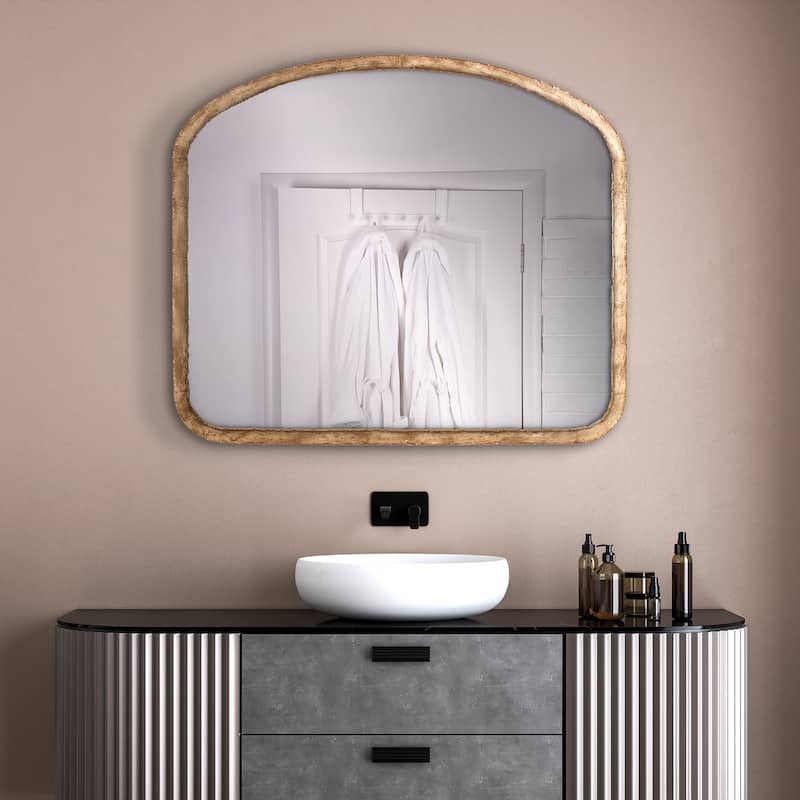 Allan Andrews Arched Metal Framed Wall and Accent Mirror - 42"W x 36"W - Antique Gold