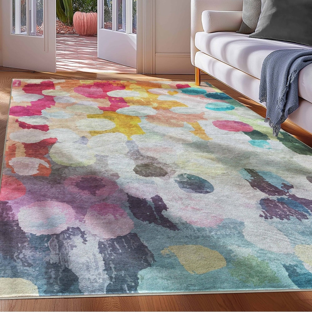 Well Woven Apollo Abstract Galets Aquarelle Pebble Watercolor Area Rug