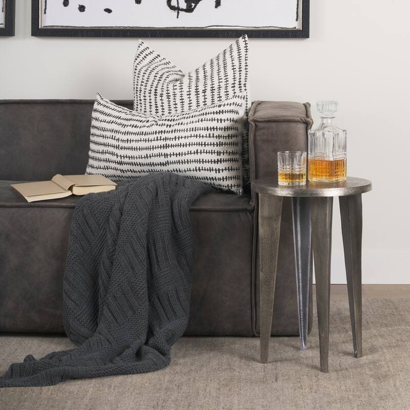 Jenna Cream w/ Black Print Linen Square Decorative Pillow Cover