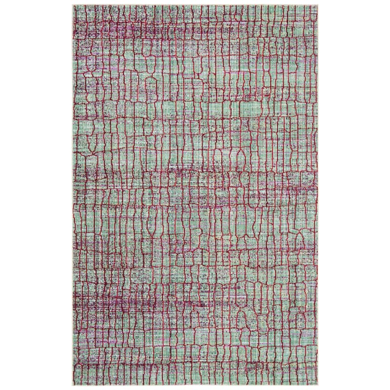 SAFAVIEH Valencia Shareen Distressed Vintage Boho Oriental Polyester Rug - 4' x 6' - Green/Red