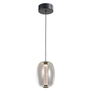 Artcraft Vega - Integrated LED Pendant - Black Finish - Dark Smoke Glassware Shade