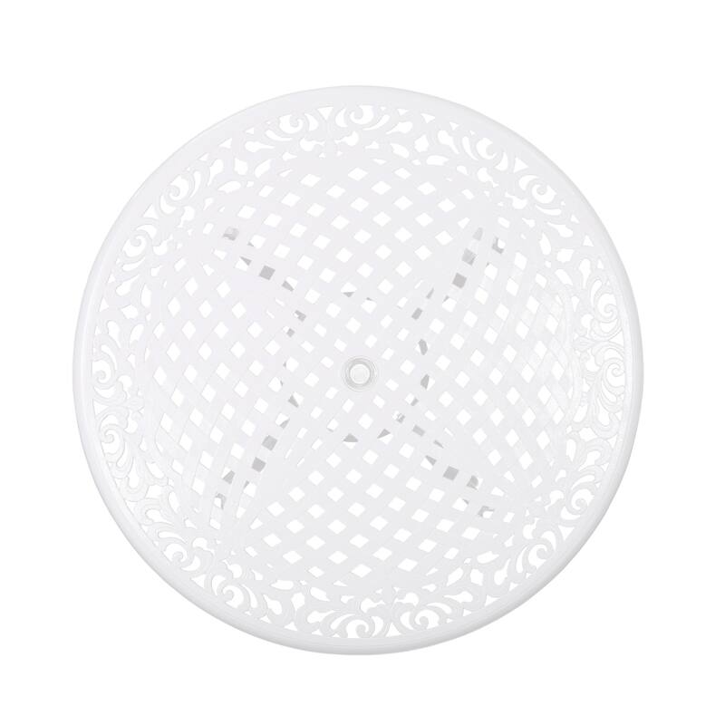 Roomfitters 48in Outdoor Round Dining Table Cast Aluminum Patio Garden Table with Decorative Lattice Top