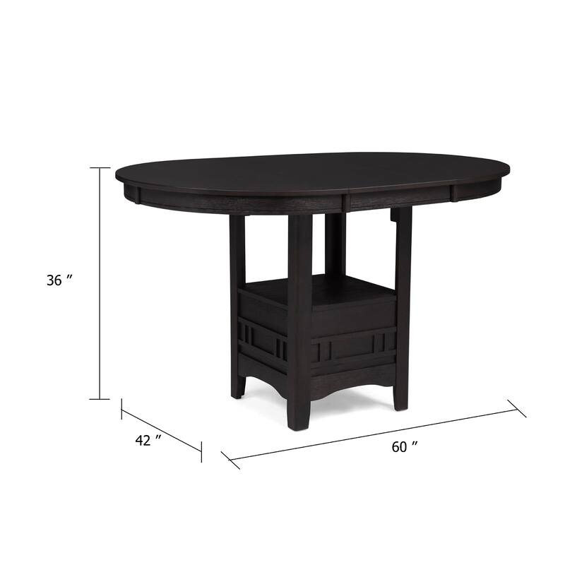 Mipo Counter Height Dining Table, Black Wood, 42-60 Inch Extendable Top - Charcoal Black