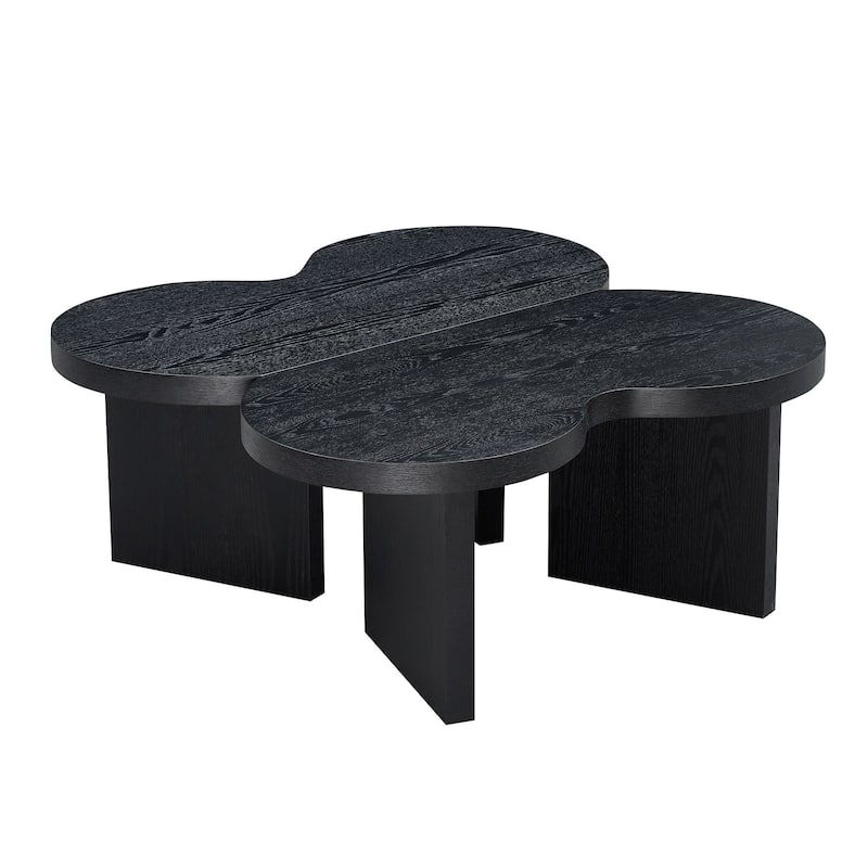 Accent Butterfly Coffee Table with Sturdy Legs, Wood Nesting Coffee Table, Modern Low Center Table for Living Room, Office