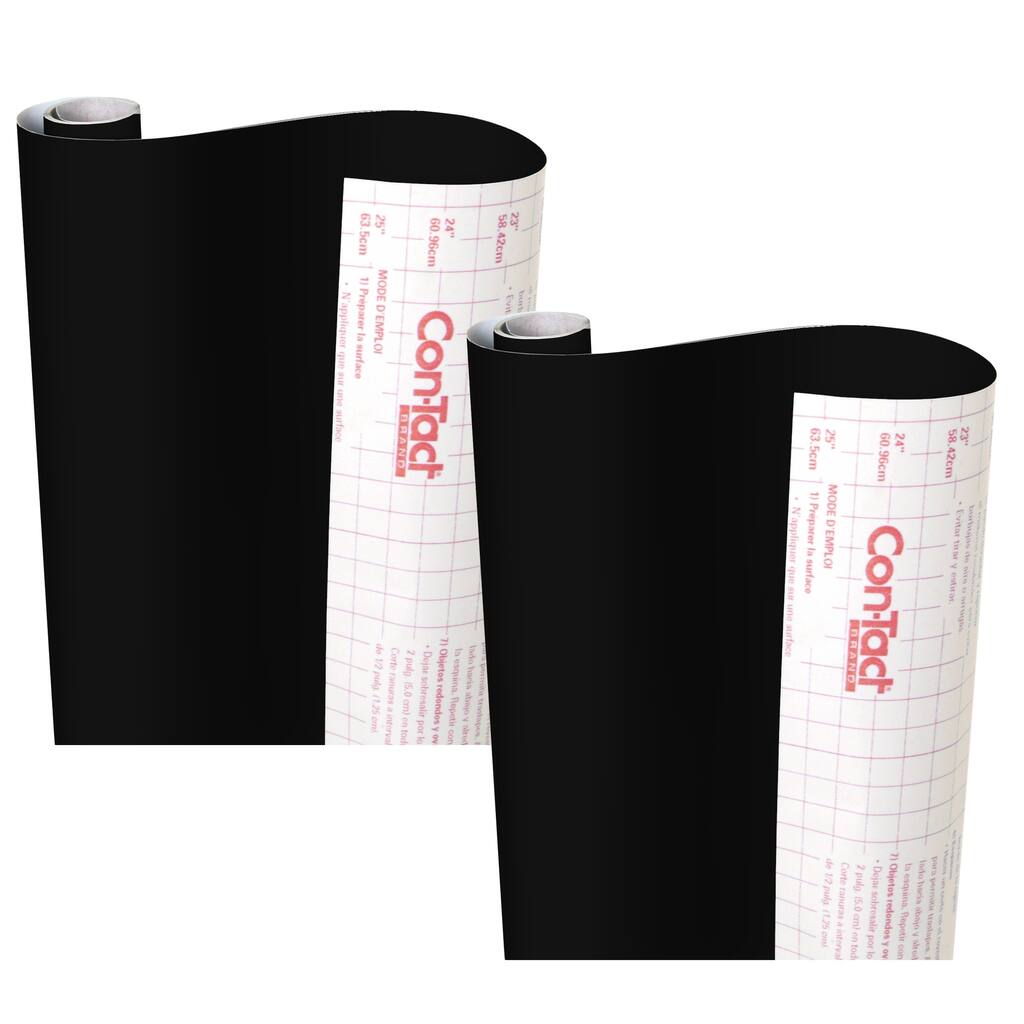 Con-Tact Brand Creative Covering Adhesive Covering, Black, 18" x 16 ft, Pack of 2