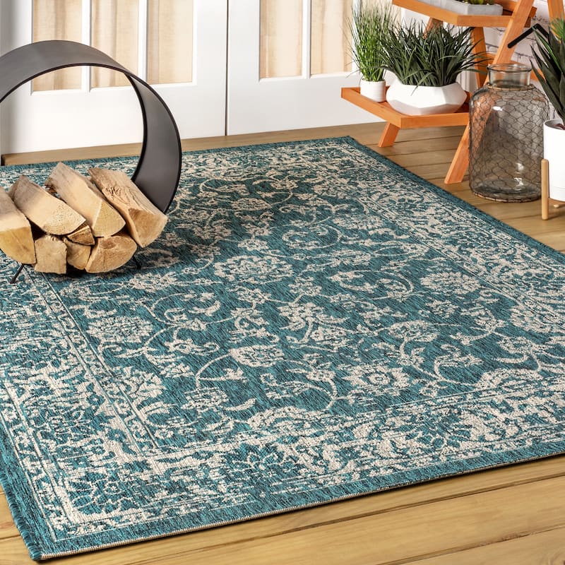 JONATHAN Y Sinjuri Bohemian Textured Weave Floral Indoor/Outdoor Area Rug