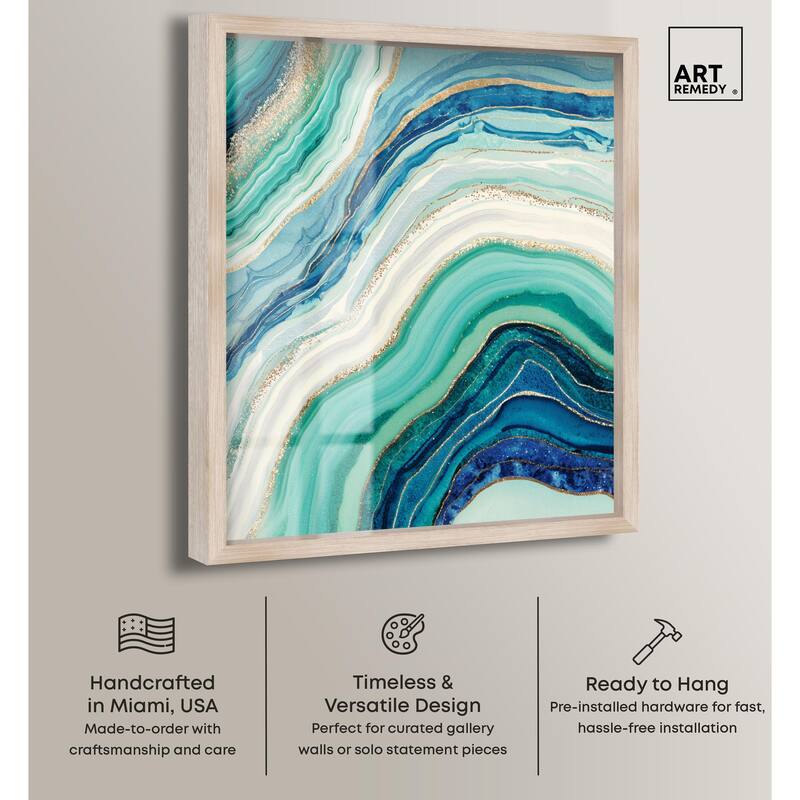 Blue Green Abstract Agate I Shadowbox by Art Remedy