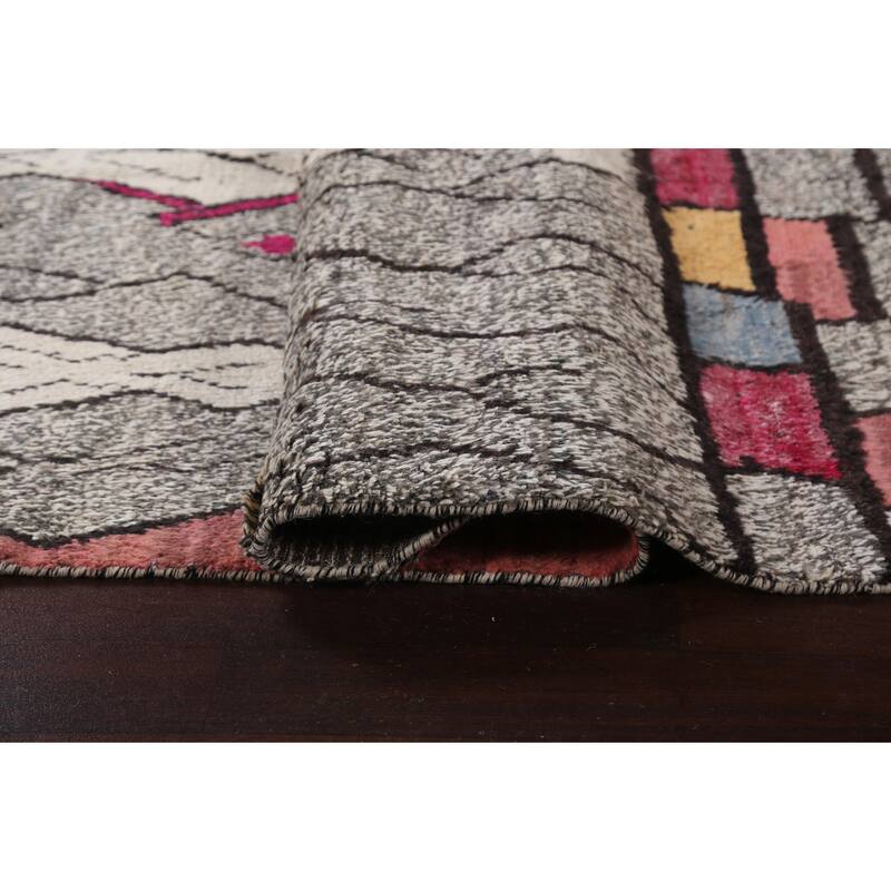 Abstract Modern Moroccan Oriental Area Rug Hand-knotted Wool Carpet - 5'11" x 10'7"