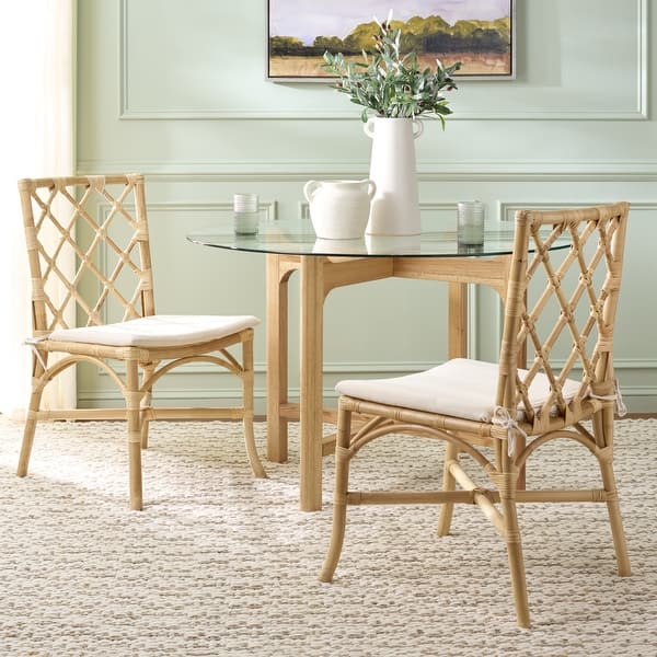 slide 2 of 14, SAFAVIEH Haru Rattan Dining Chair Set of 2, Fully Assembled - 23"W x 19"D x 37"H