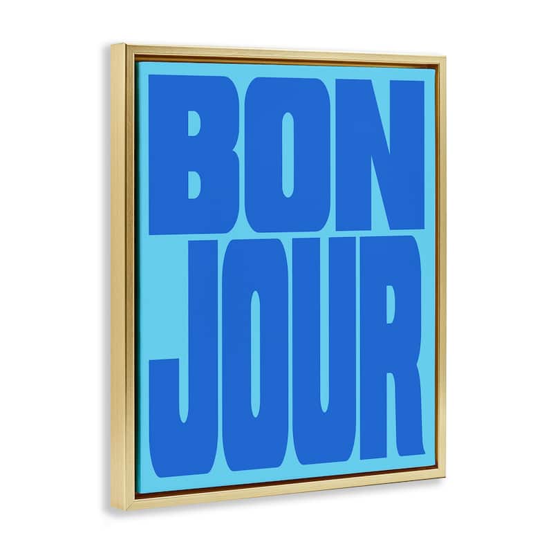 Stupell Bonjour Blue Tones Framed Floater Canvas Wall Art Design By House of Lulu
