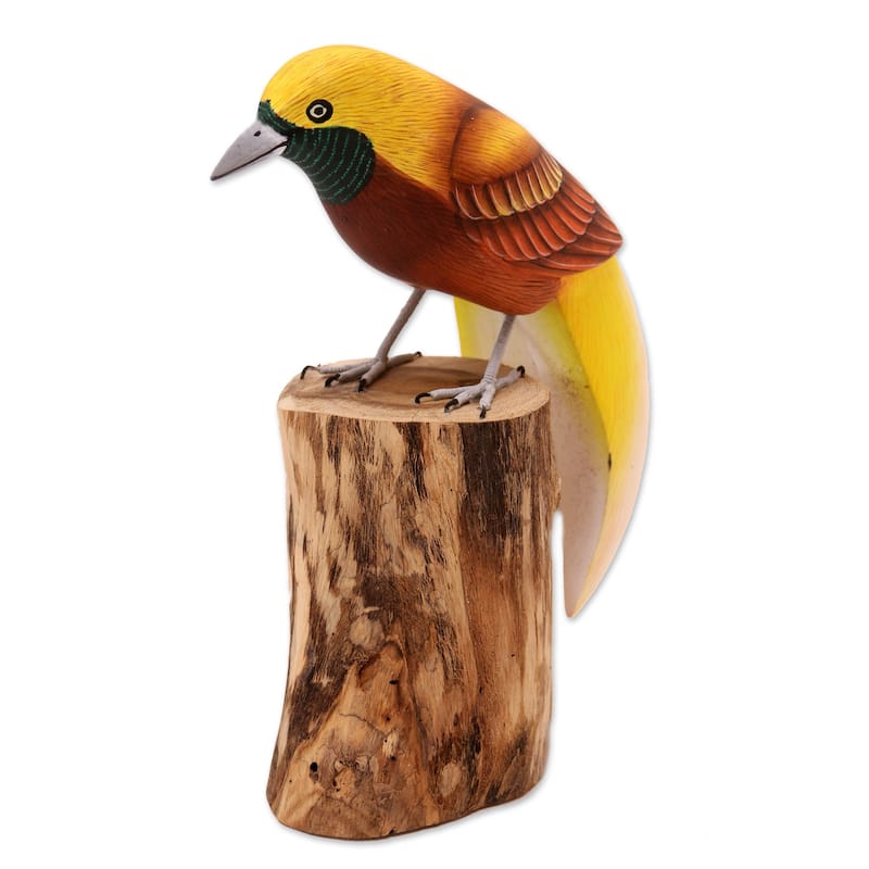 Novica Handmade Paradise Bird Wood Statuette