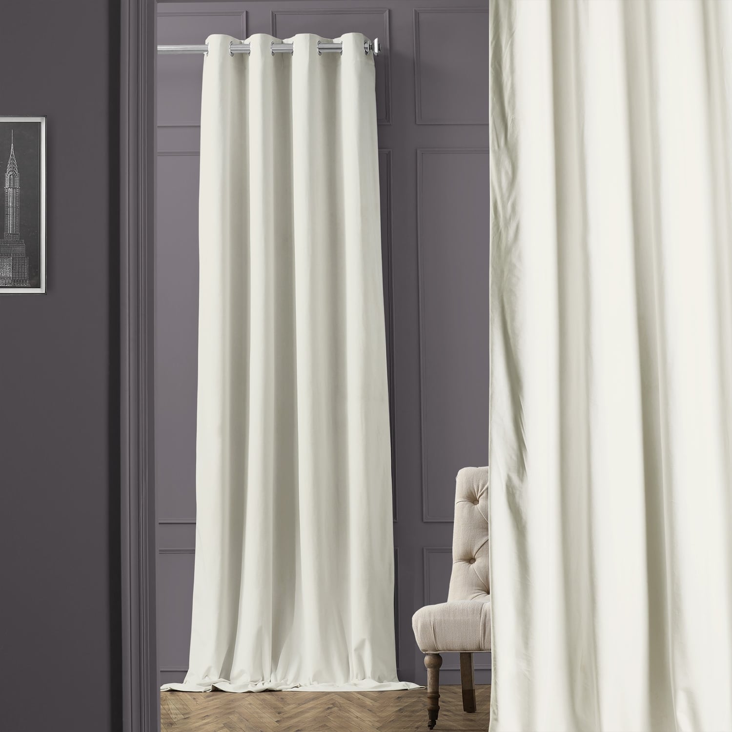 Exclusive Fabrics Porcelain White Grommet Velvet Blkt Curtain Panel On Sale Overstock 6778054