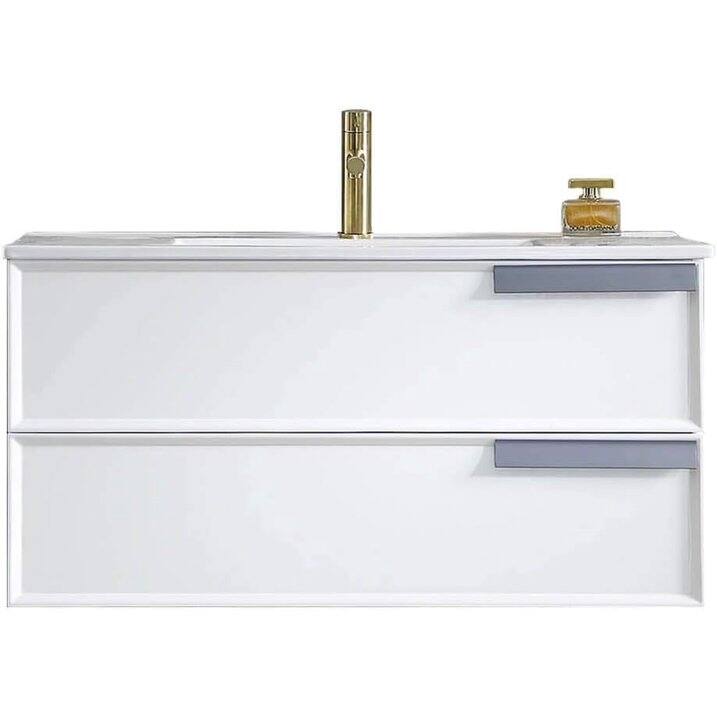 Blossom 36" Wall-Mounted Bathroom Vanity with Ceramic Sink - Matte White