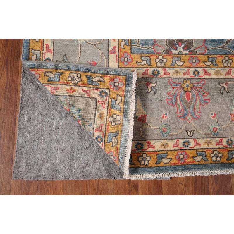 Blue Floral Oushak Oriental Area Rug Handmade Wool Carpet - 6'7" x 10'4"