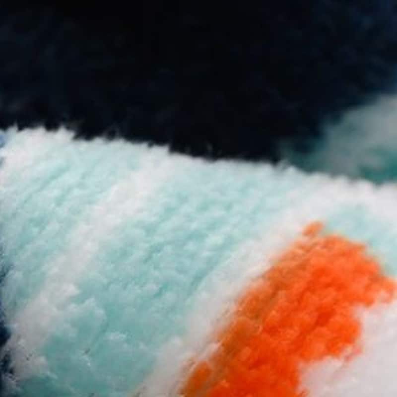 HomeRoots 50" X 60" Blue Orange and Yellow Velvet Quilted Plush Throw Blanket