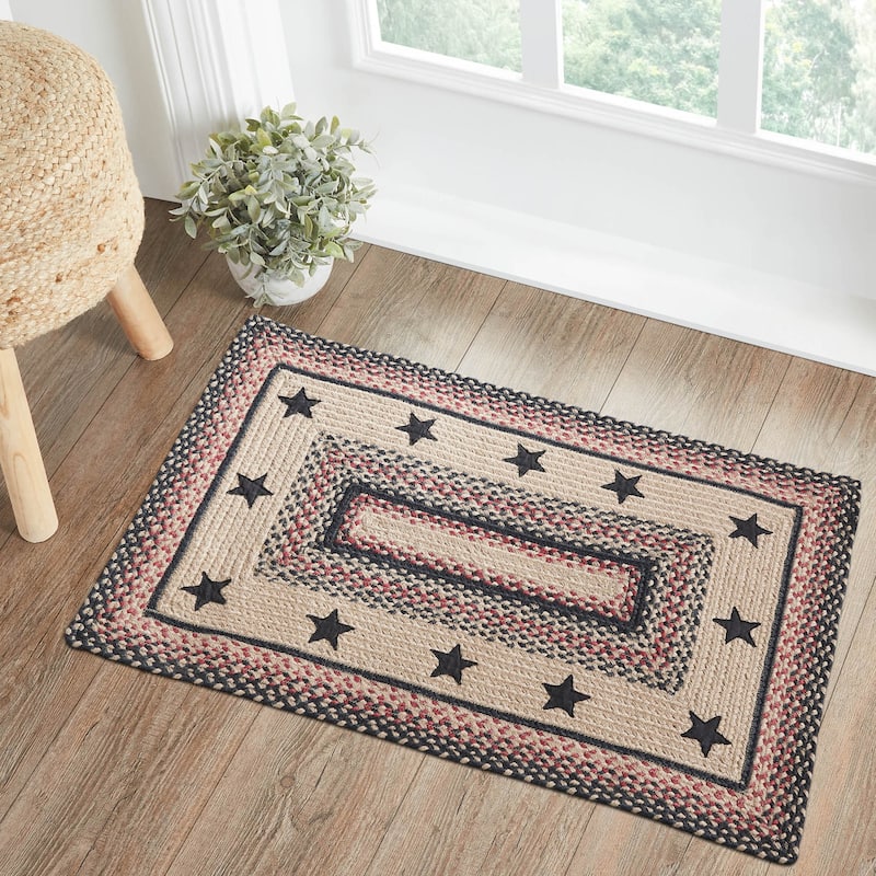 Colonial Star Jute Rug Rect w/ Pad 24x36 - 3'6" - 3'6" - Tan
