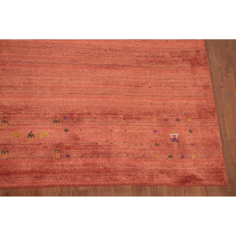 Striped Gabbeh Oriental Area Rug Handmade Bedroom Silk Carpet - 8'5"x 11'7"