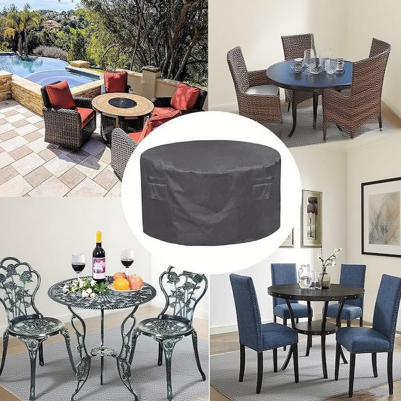 Patio Round Table Cover,Heavy Duty Waterproof Patio Furniture Cover,Suitable for 4 chairs and a table set