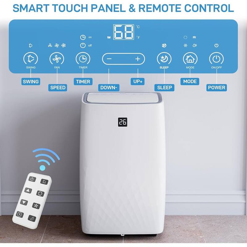 Portable Air Conditioner with Remote Control, 14000BTU air cooler
