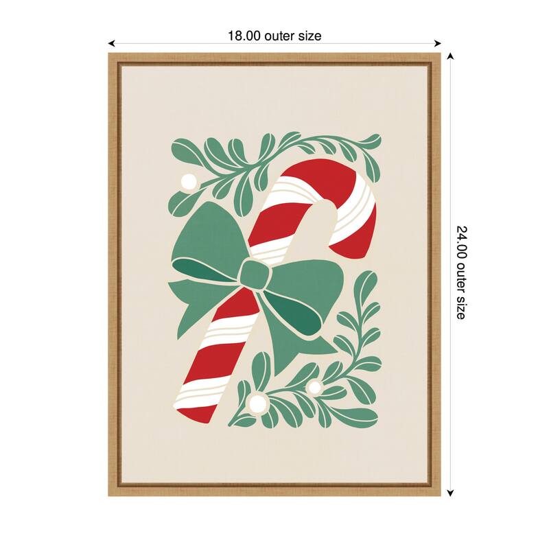 Kate and Laurel Sylvie Framed Canvas Christmas Icons Prima Set Candy Cane by Dominique Vari
