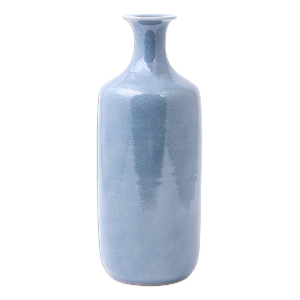 Novica Handmade Truest Blue Celadon Ceramic Vase