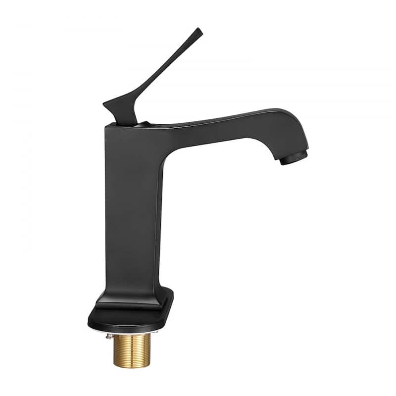 Black Stainless Steel Single Handle Sink Faucet with Drain - 6.89 x 2.17 x 10.24 inch