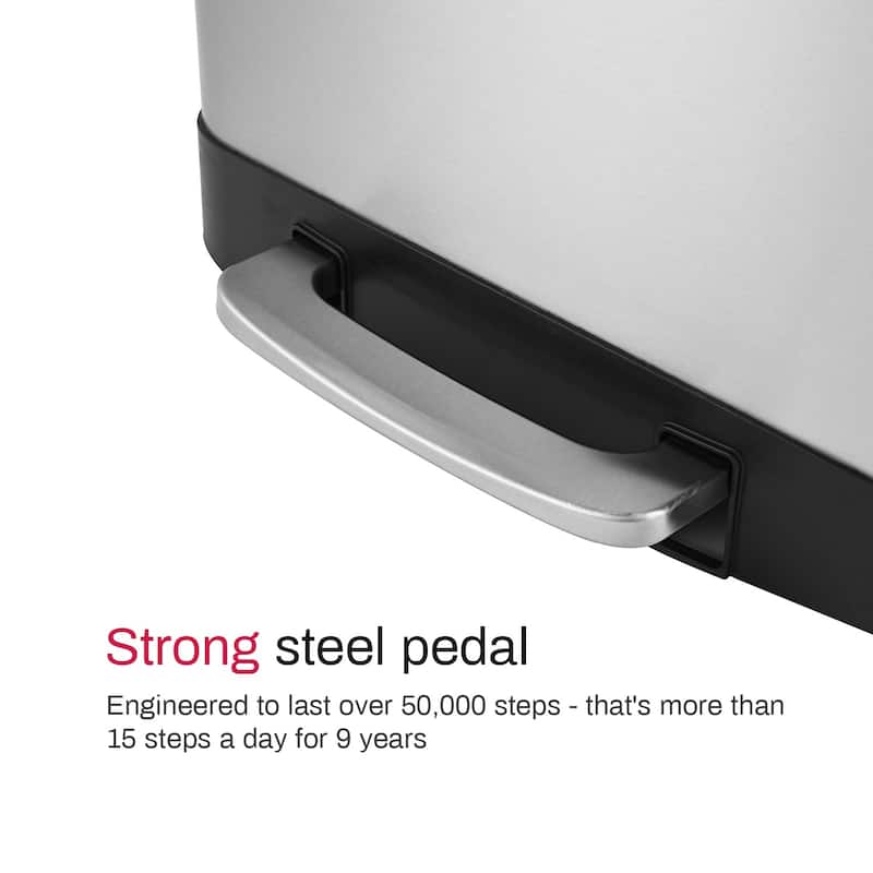 Innovaze 14.5 Gal./55 Liter Rectangle Step-On Stainless Steel Trash Can for Kitchen
