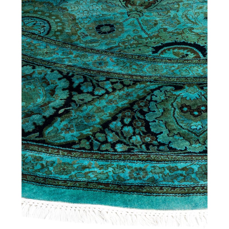 Overdyed One-of-a-Kind Hand-Knotted Area Rug - Green - 9' 1" x 9' 1"