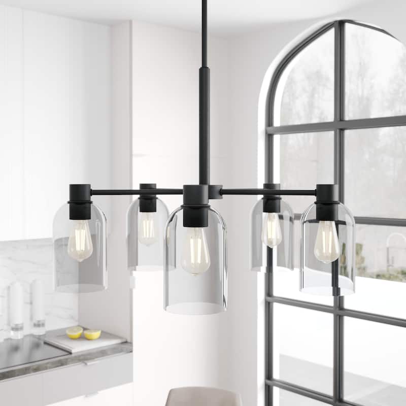 Hunter Lochemeade 5 Light Chandelier - Dining Room, Living Room, Entry - Modern Farmhouse, Industrial, Contemporary - Natural Iron