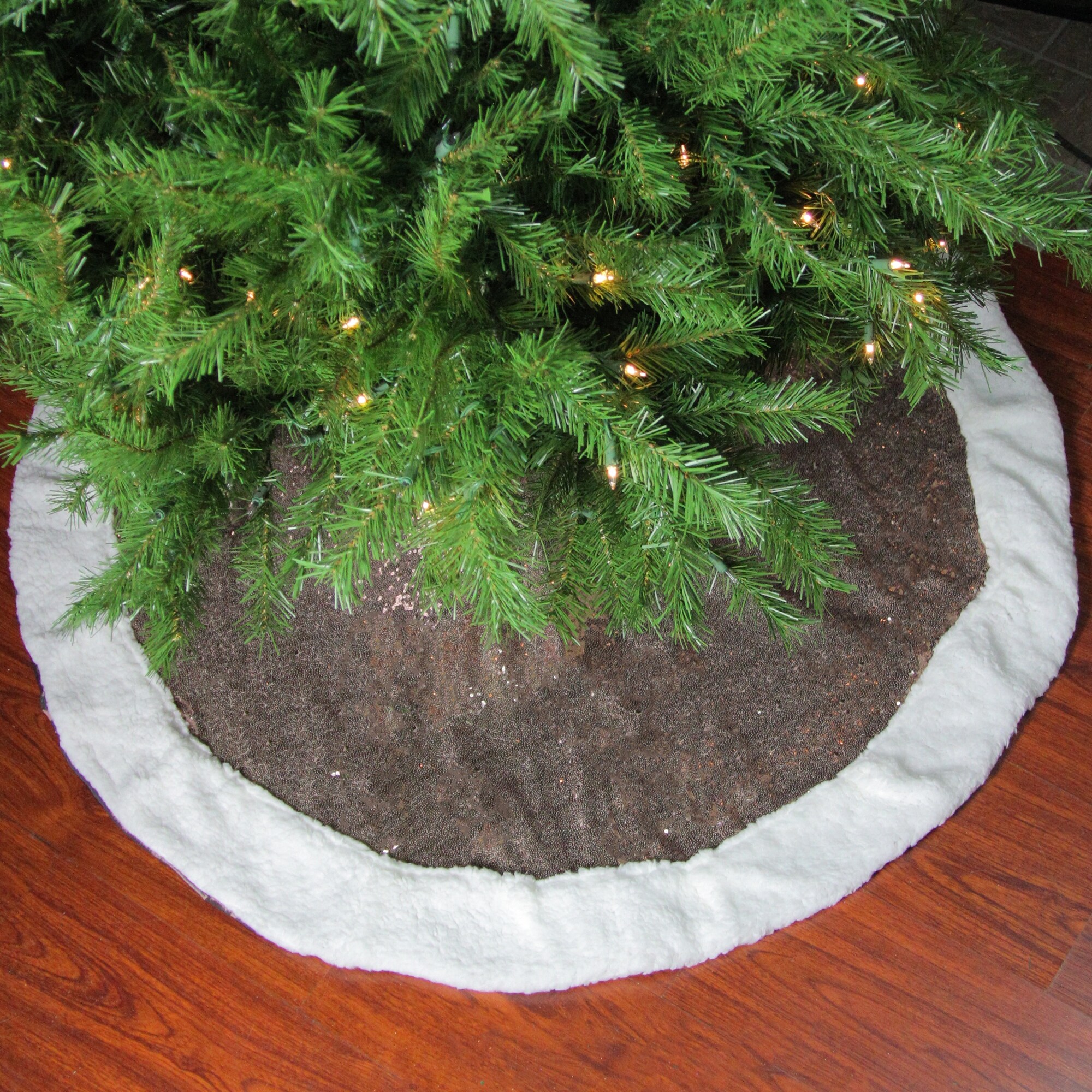 Shop 47 Bronze Paillette Sequins Round Christmas Tree Skirt With