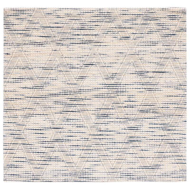 SAFAVIEH Handmade Marbella Siever Modern & Contemporary Wool Rug - 6' Square - Ivory/Blue