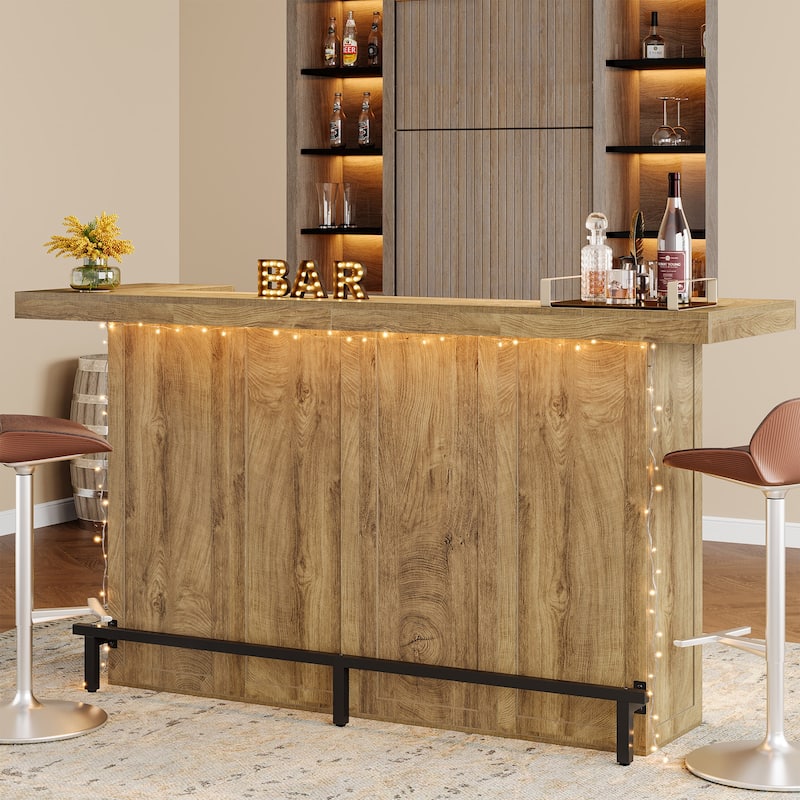 4-Tier Bar Table, 70.9-Inch Large Modern Home Bar Cabinet