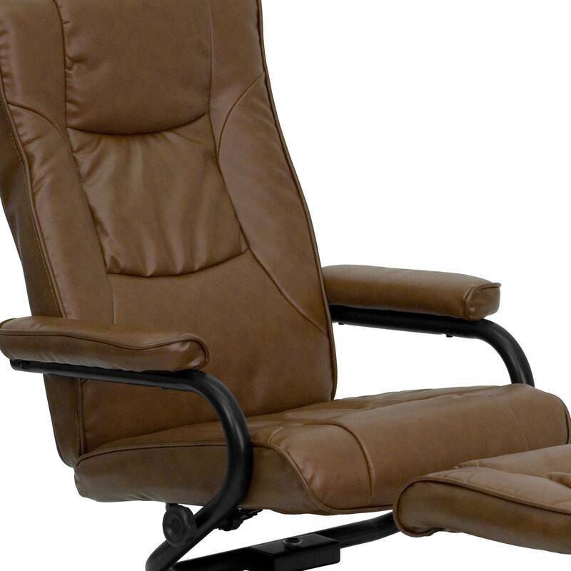 Contemporary Multi-Position Recliner and Ottoman with Wrapped Base