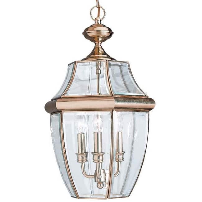 Roseto Coles 3 Light 12" Wide Outdoor Taper Candle Full Sized Pendant - Polished Brass